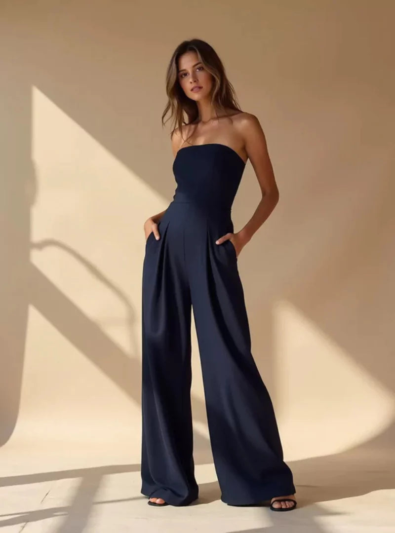Women's Jumpsuit Polyester Strapless Wide Leg Summer Jumpsuit