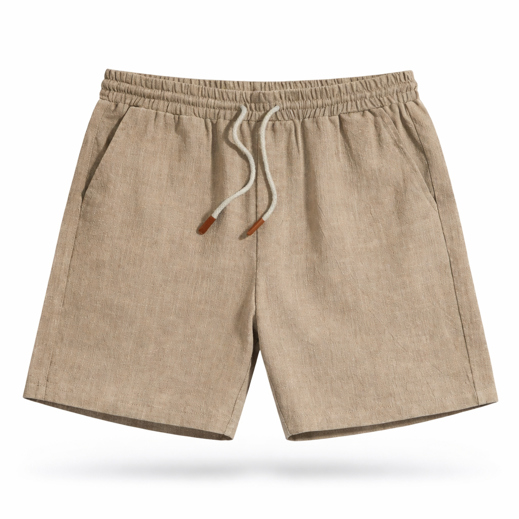 Men's Cotton Linen Drawstring Shorts for Summer Casual Wear