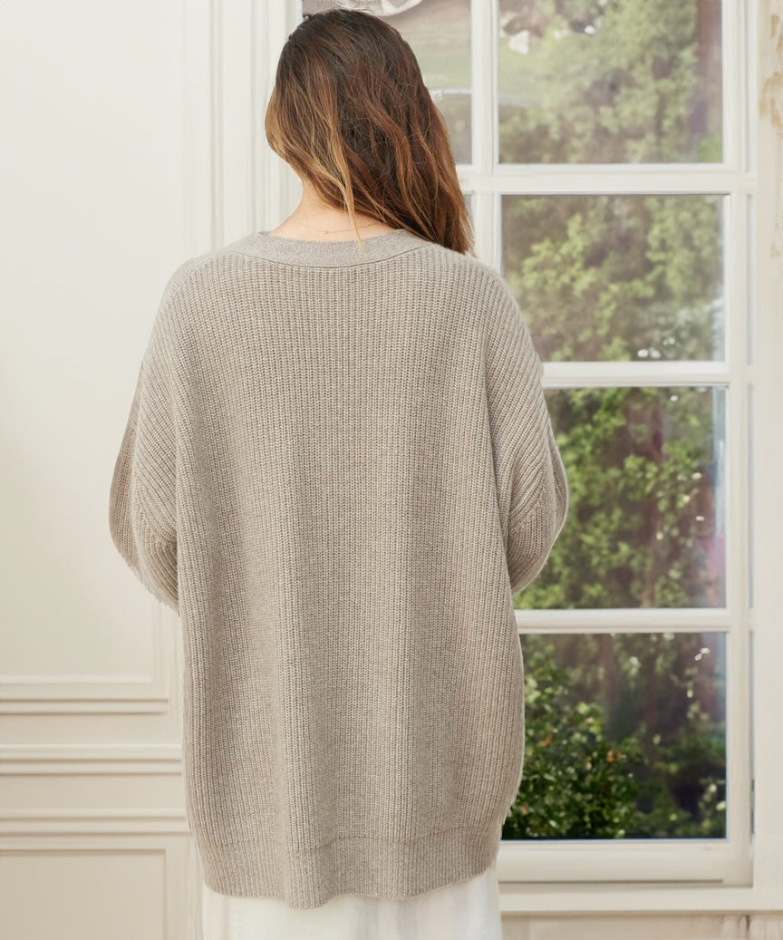 Women’s Oversized V-Neck Button Cardigan
