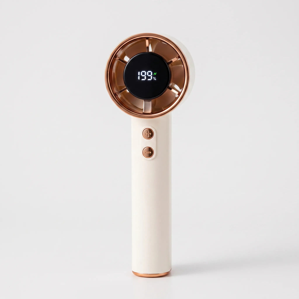 Portable Handheld Bladeless Fan with Digital Display & Rechargeable Battery
