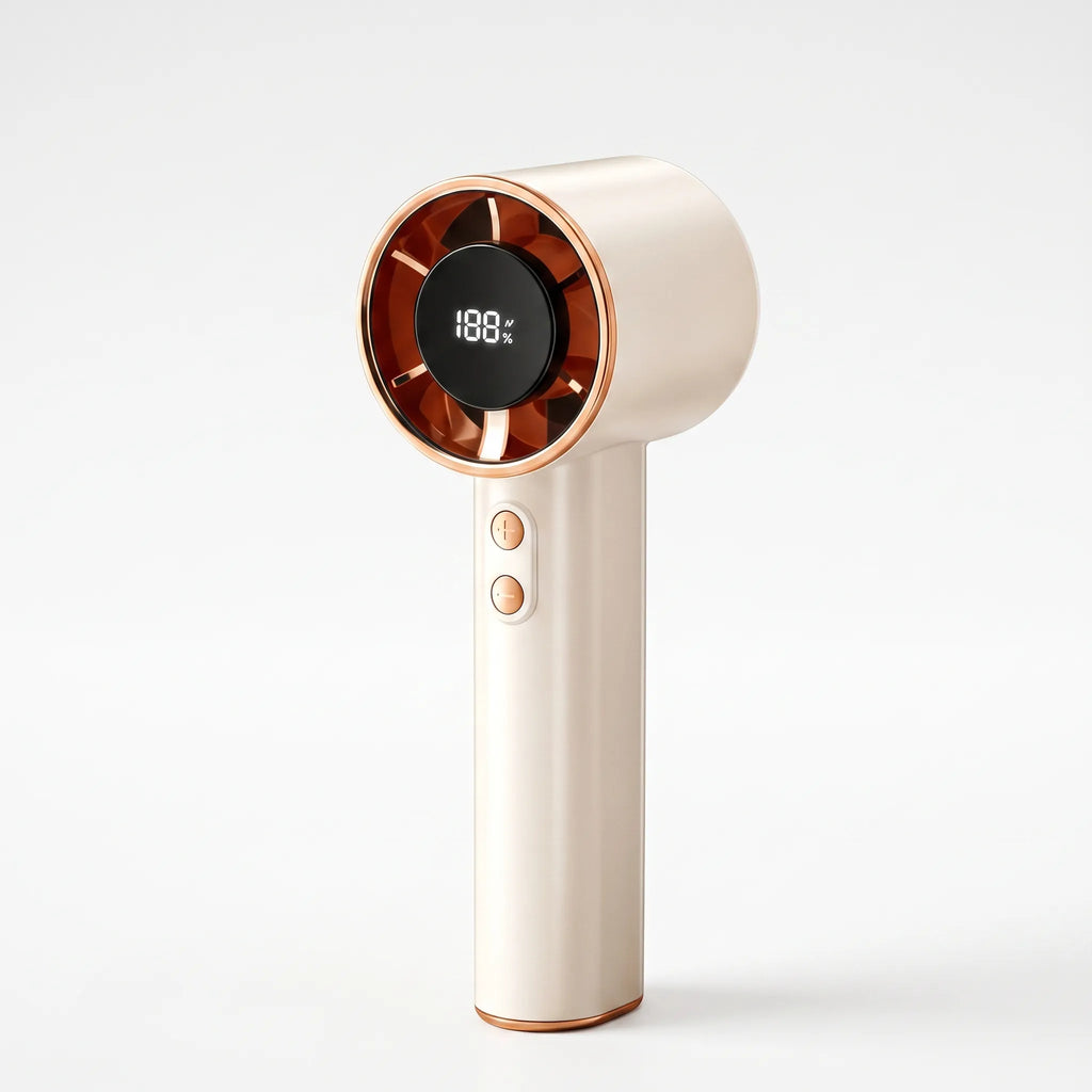 Portable Handheld Bladeless Fan with Digital Display & Rechargeable Battery