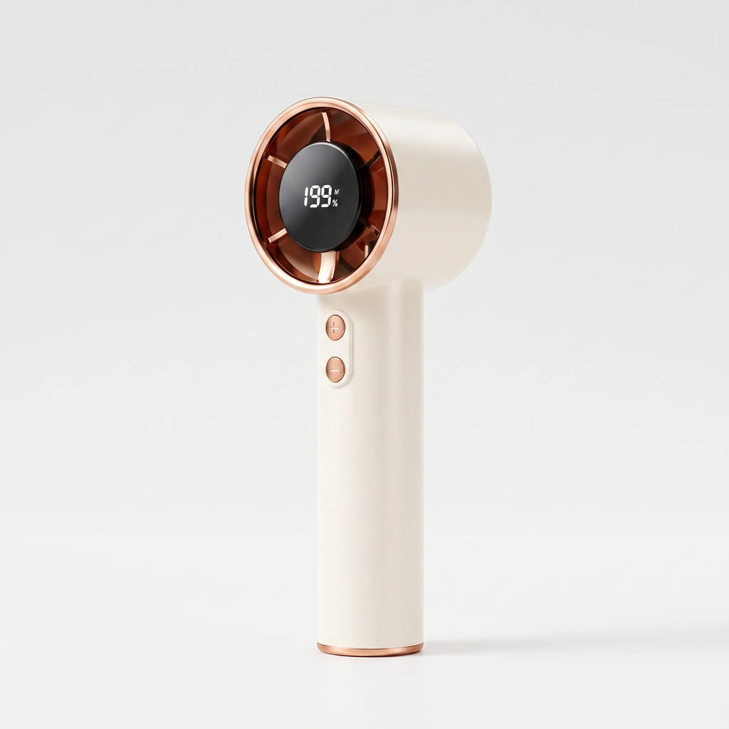 Portable Handheld Bladeless Fan with Digital Display & Rechargeable Battery