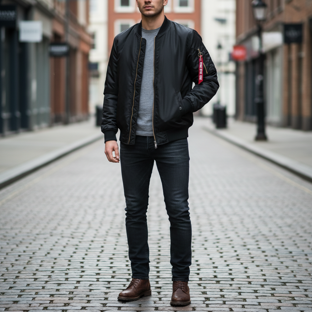 Men’s Lightweight MA-1 Bomber Jacket with Utility Pocket