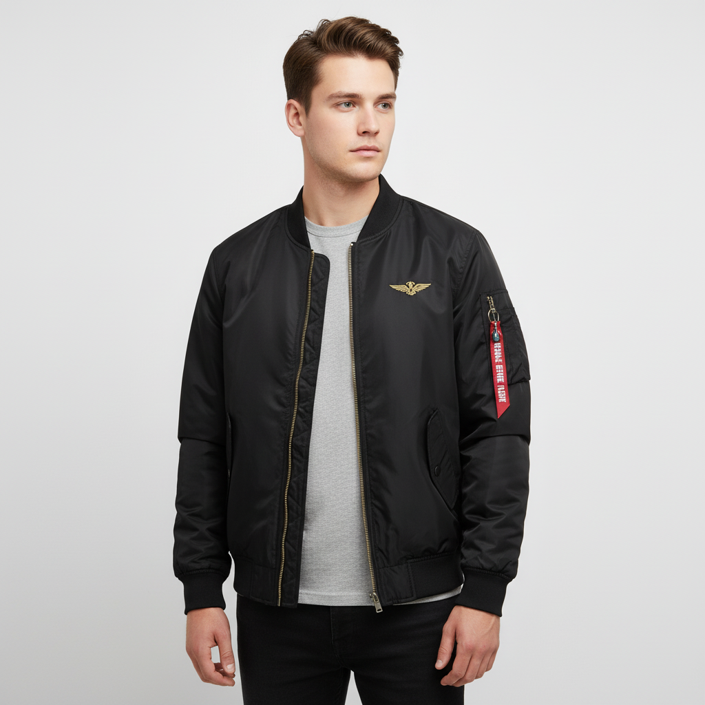 Men’s Lightweight MA-1 Bomber Jacket with Utility Pocket