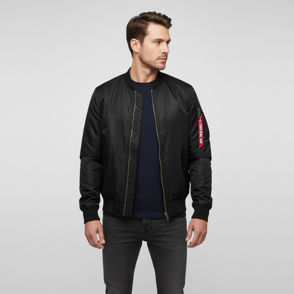 Men’s Lightweight MA-1 Bomber Jacket with Utility Pocket