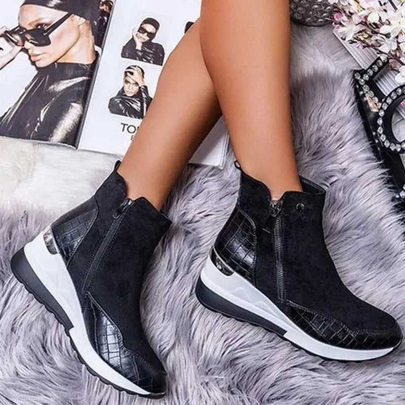Women's Suede Ankle Boots with Side Zip for Autumn