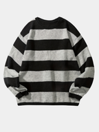 Męski dzianinowy sweter w paski | Sweter z okrągłym dekoltem