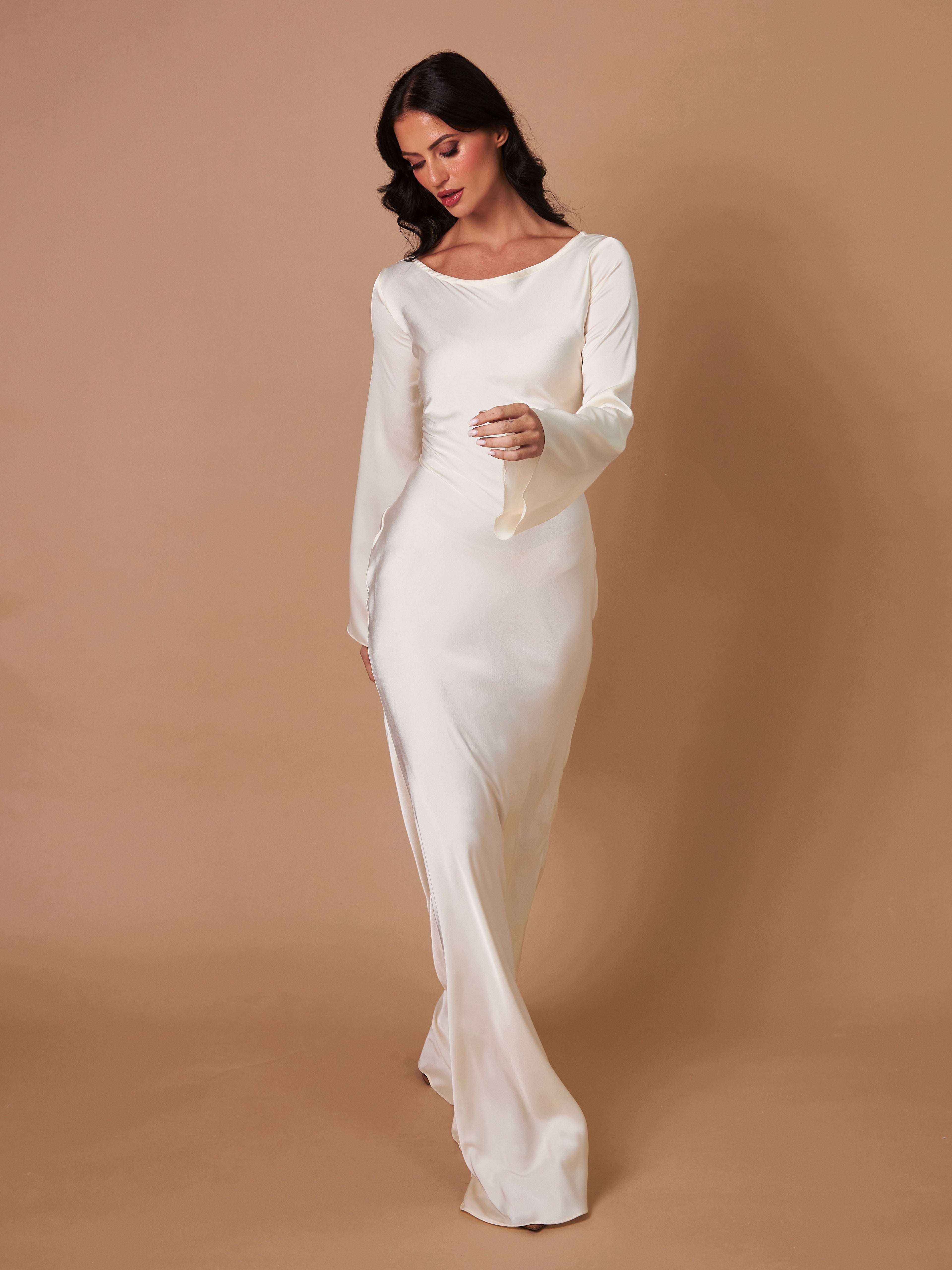 Women's Long Sleeve Scoop Neck Maxi Dress