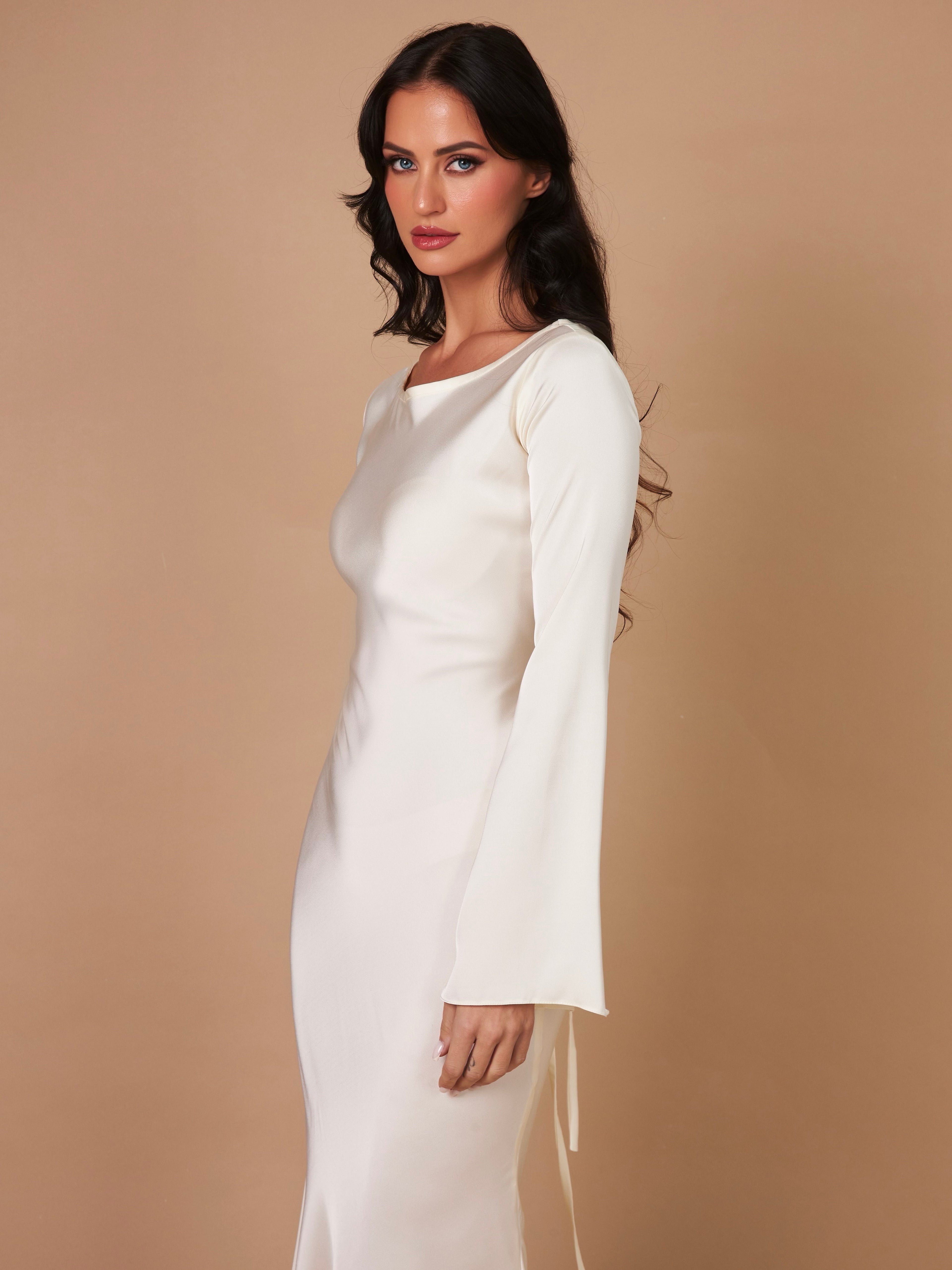 Women's Long Sleeve Scoop Neck Maxi Dress
