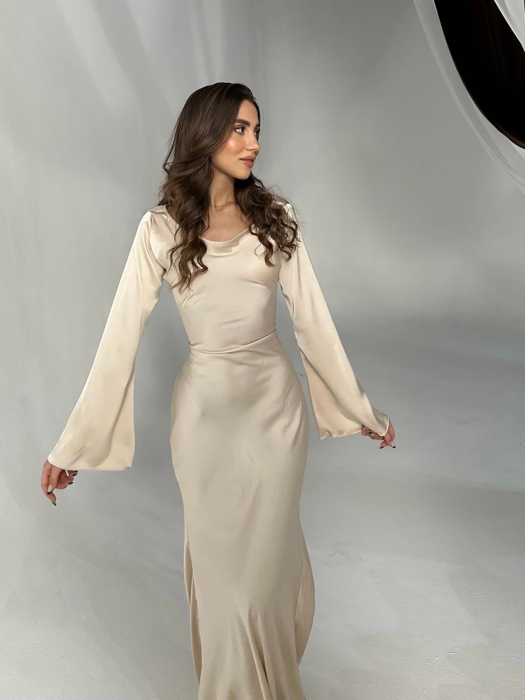 Women's Long Sleeve Scoop Neck Maxi Dress