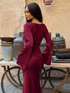 Women's Long Sleeve Scoop Neck Maxi Dress