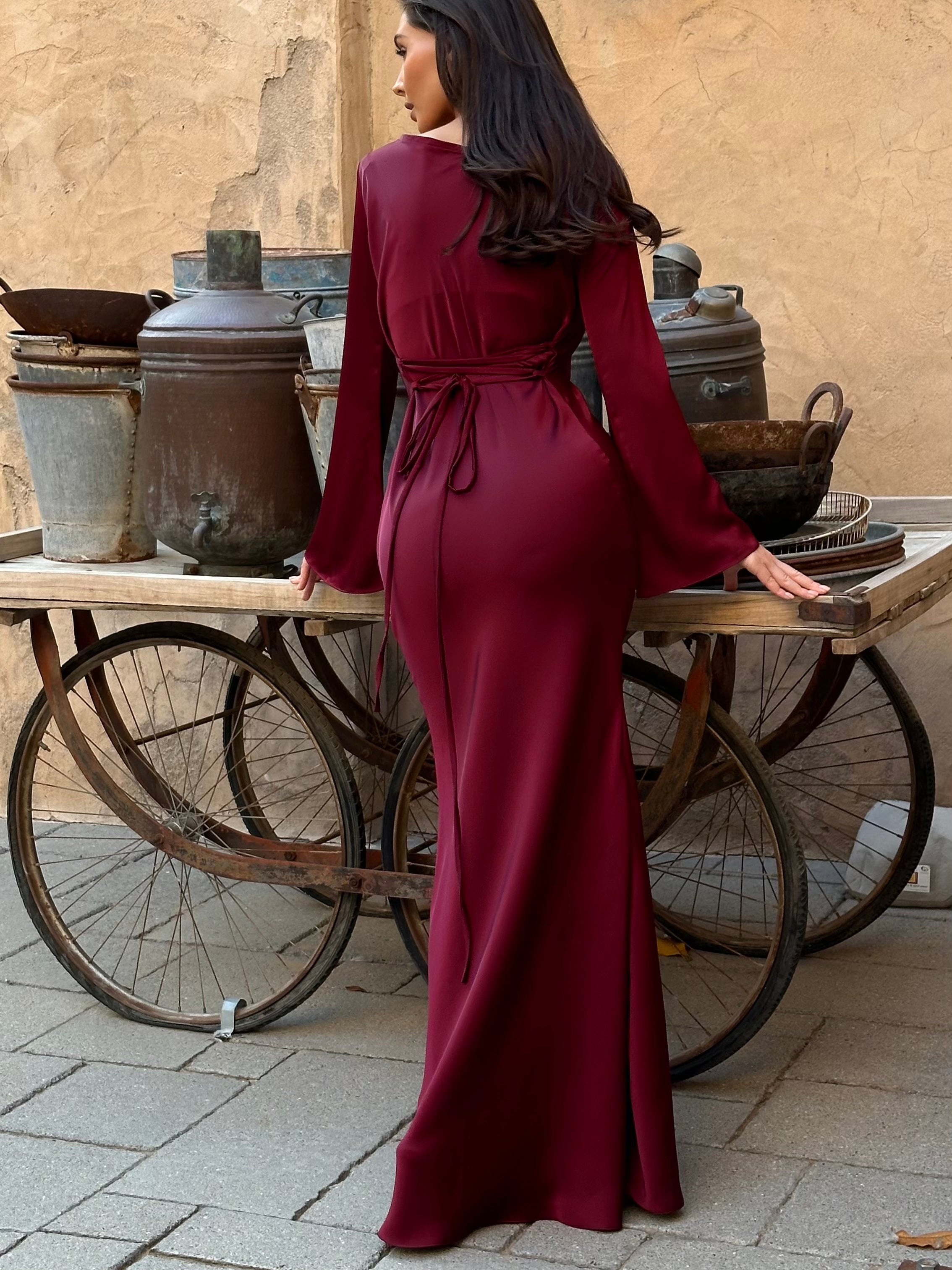 Women's Long Sleeve Scoop Neck Maxi Dress