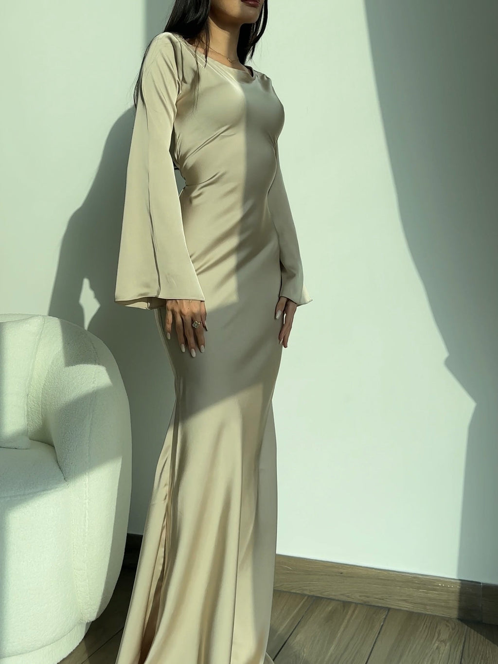 Women's Long Sleeve Scoop Neck Maxi Dress