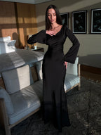 Women's Long Sleeve Scoop Neck Maxi Dress