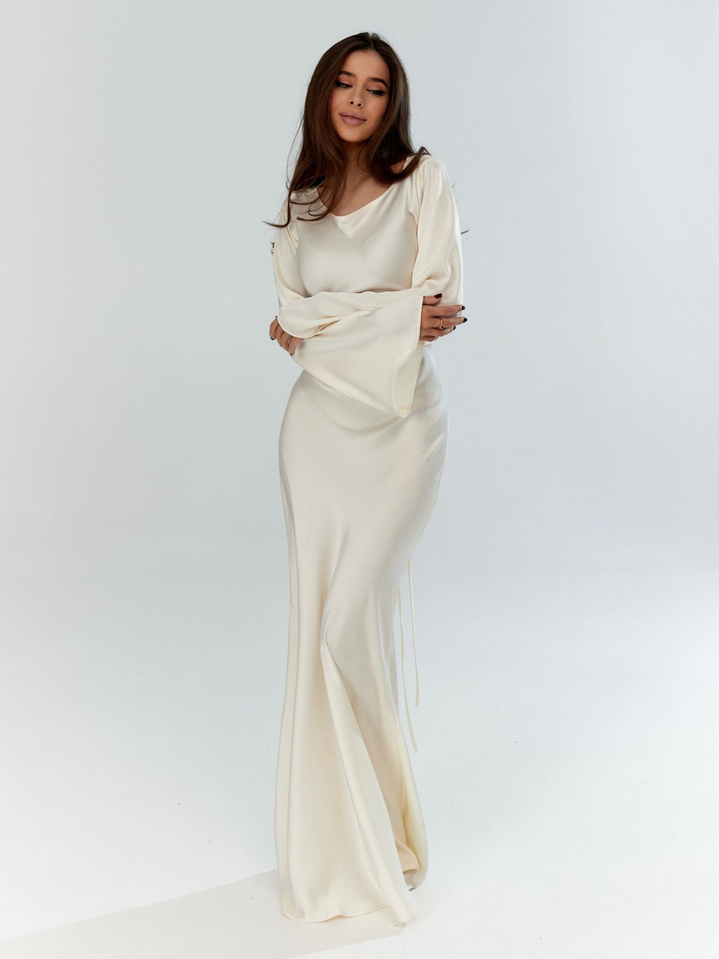 Women's Long Sleeve Scoop Neck Maxi Dress