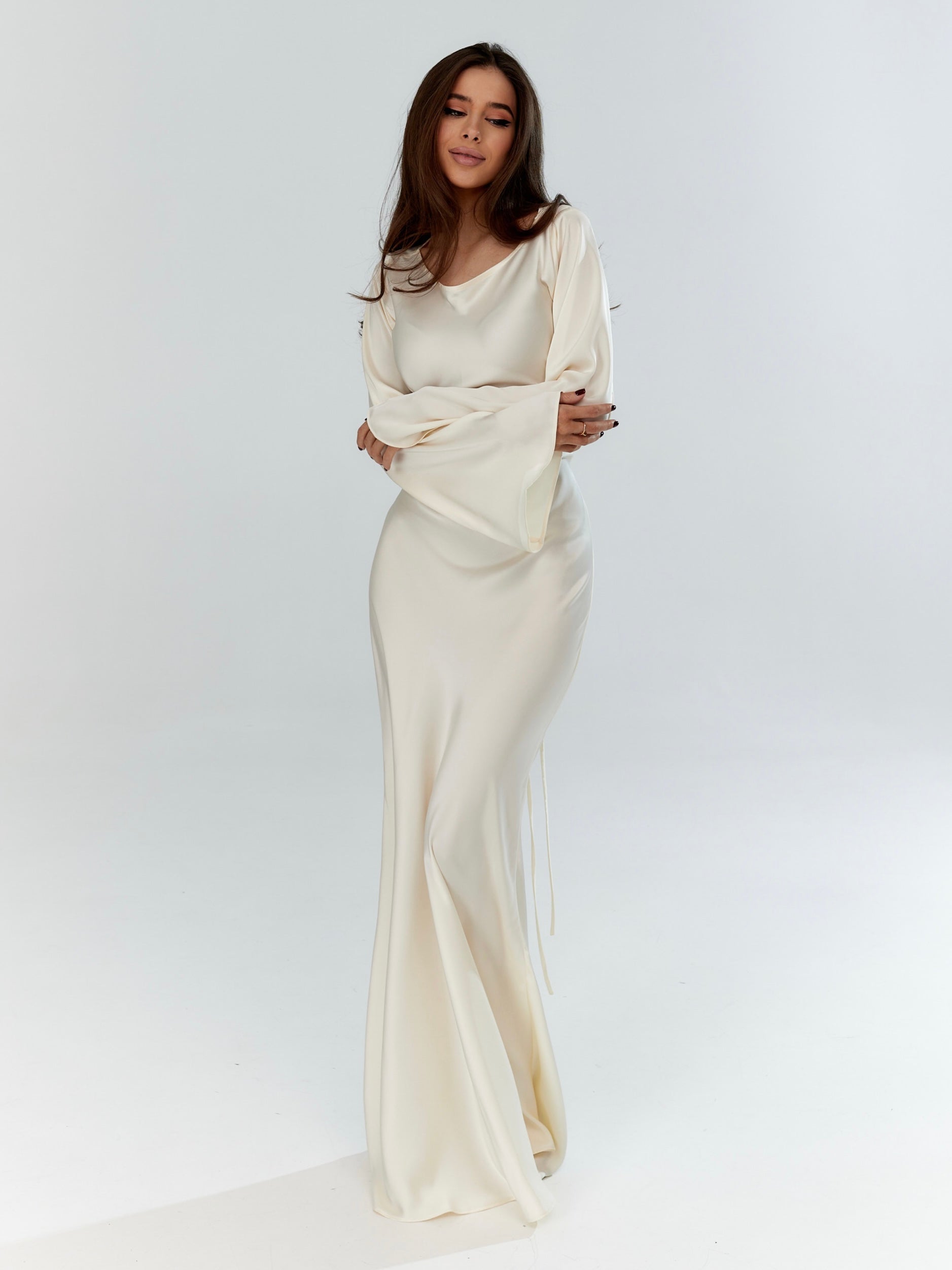 Women's Long Sleeve Scoop Neck Maxi Dress