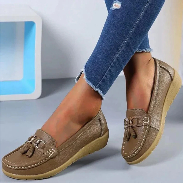 Women's Leather Tassel Loafers for Autumn Everyday Comfort
