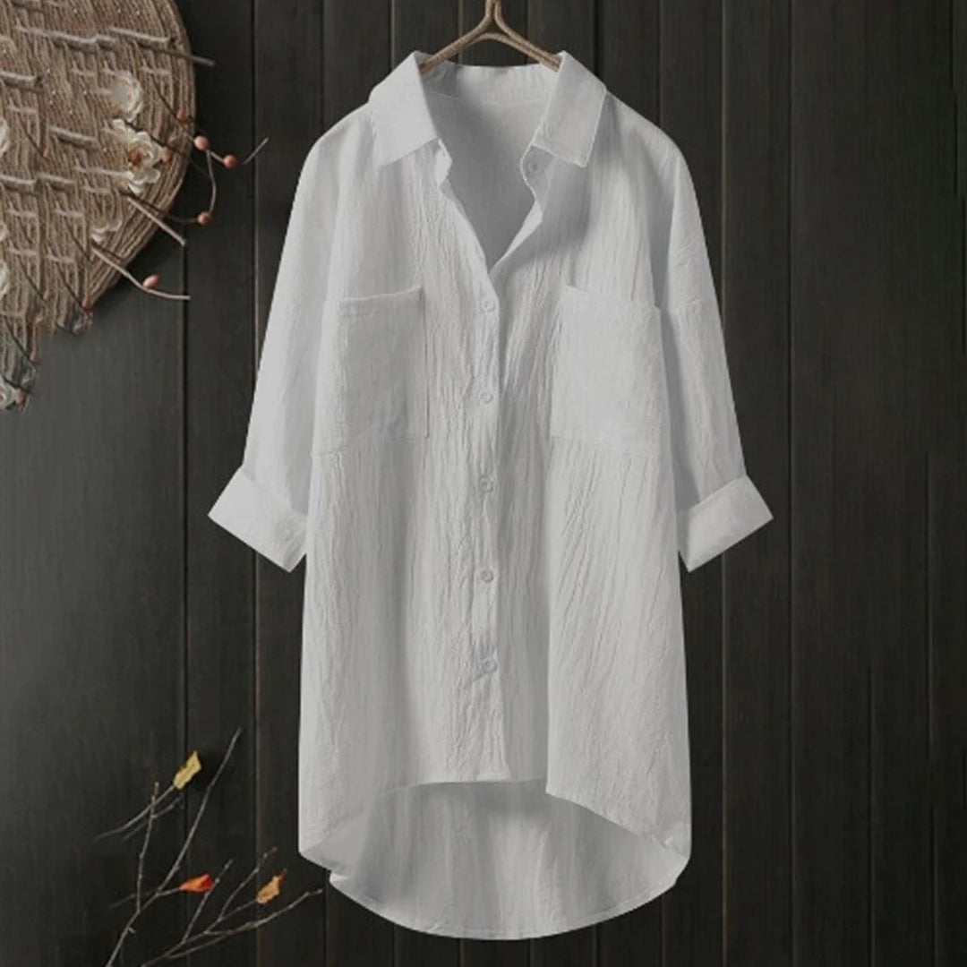 Women's Oversized Linen Shirt | Longline Relaxed Fit Blouse