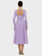 Women's Long Sleeve Sweetheart A-Line Midi Dress
