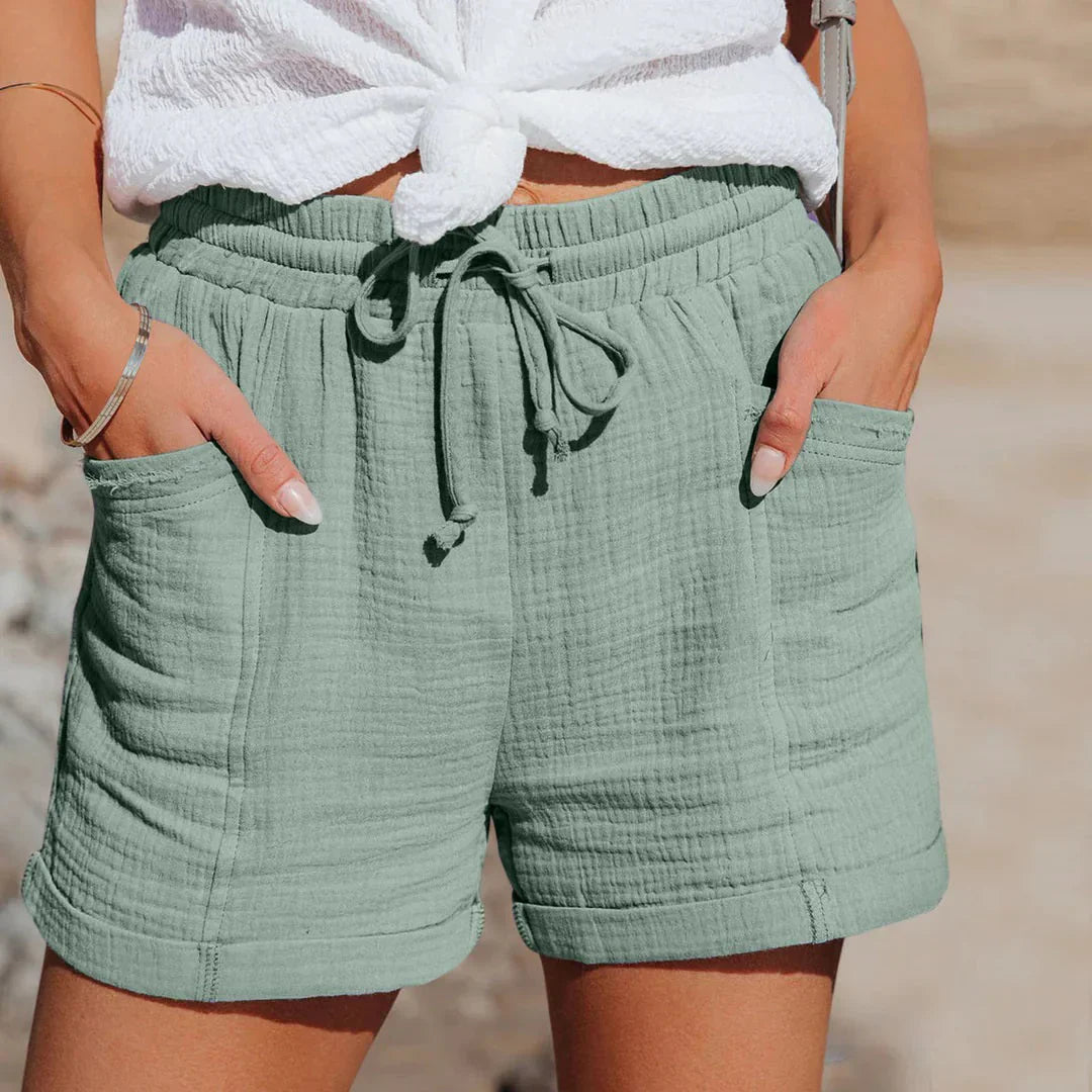 Women's Cotton Gauze Drawstring Shorts for Summer Casual Wear