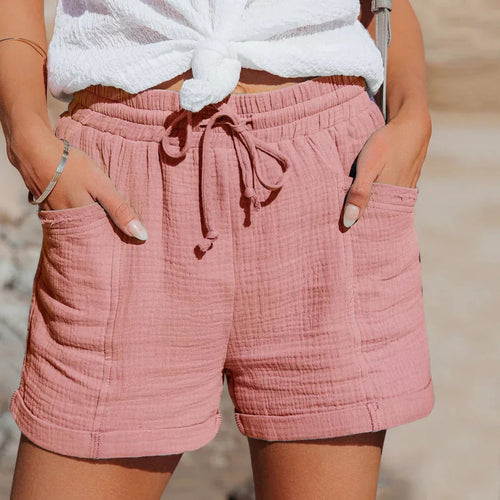 Short en gaze à cordon avec ourlet à revers