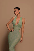 Women's Sequin Halter Neck Evening Gown
