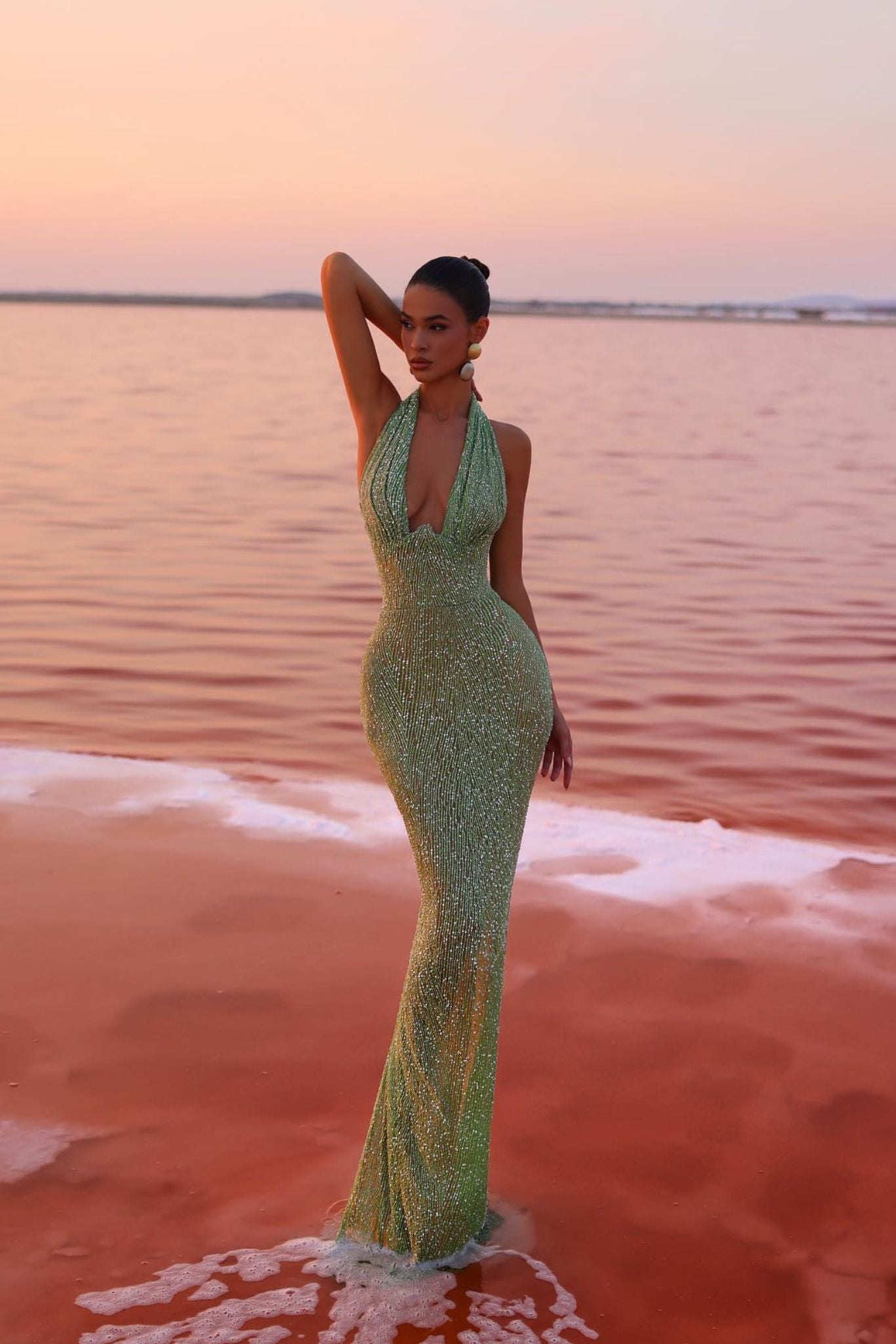 Women's Sequin Halter Neck Evening Gown