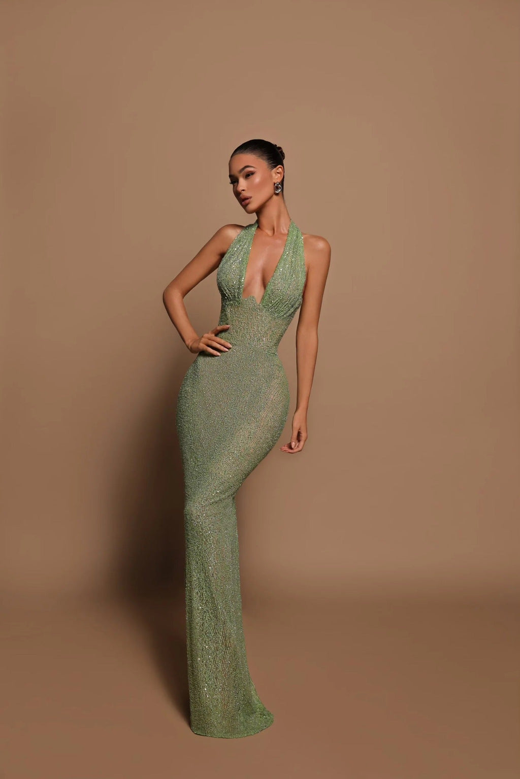 Women's Sequin Halter Neck Evening Gown