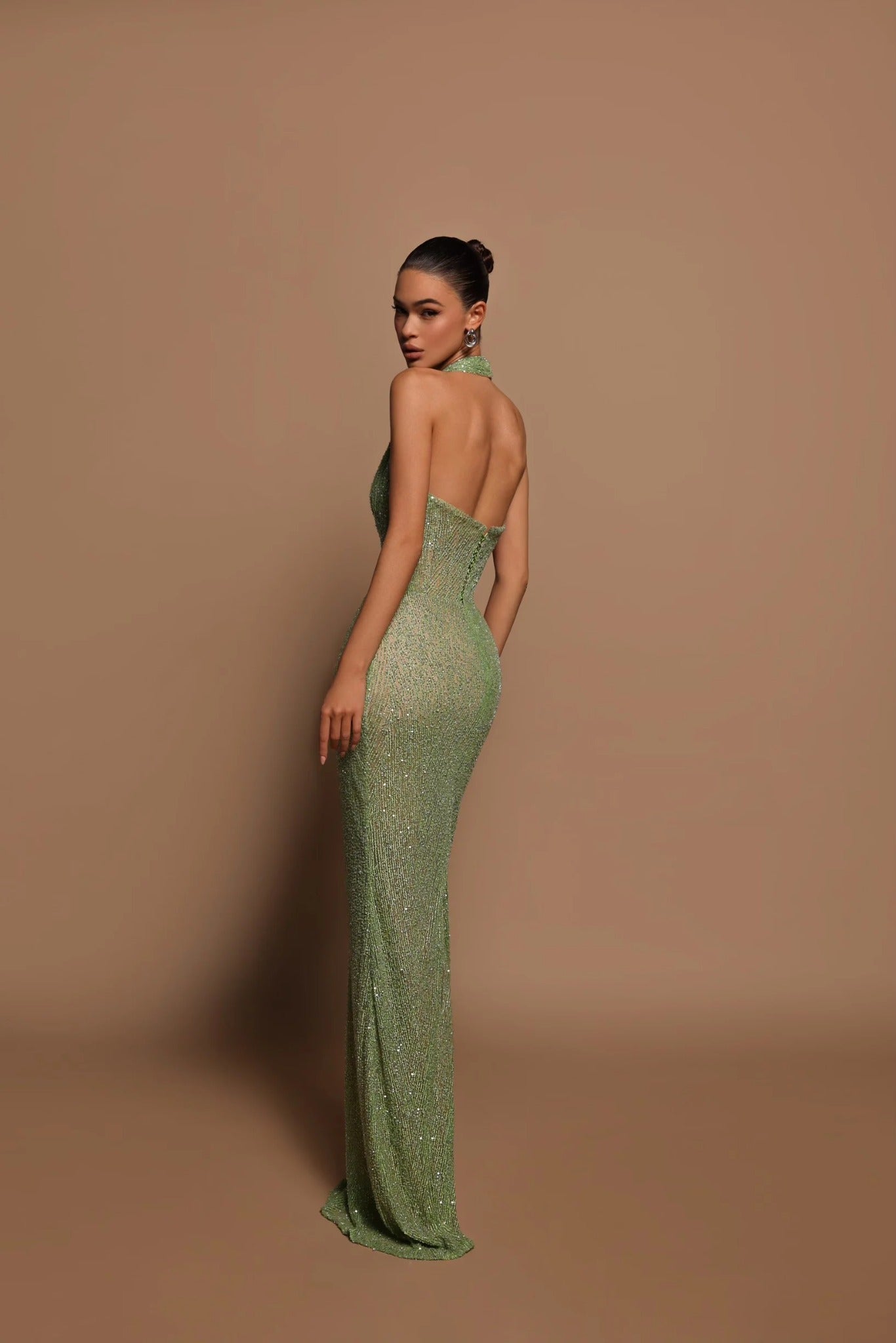 Women's Sequin Halter Neck Evening Gown
