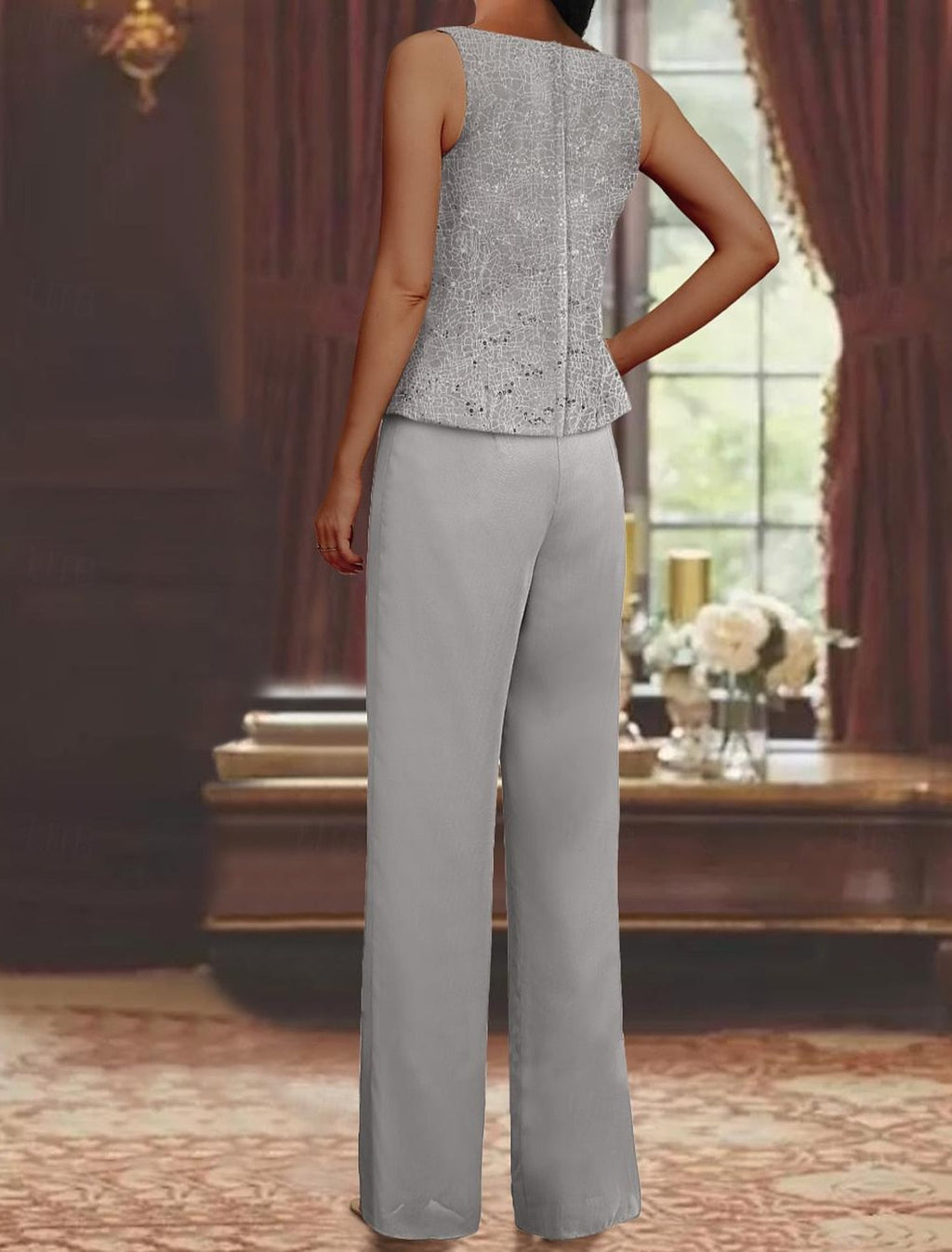 Women's Sequin Three Piece Evening Trouser Set