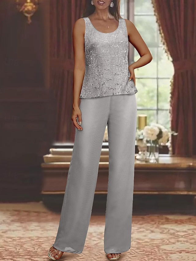 Women's Sequin Three Piece Evening Trouser Set