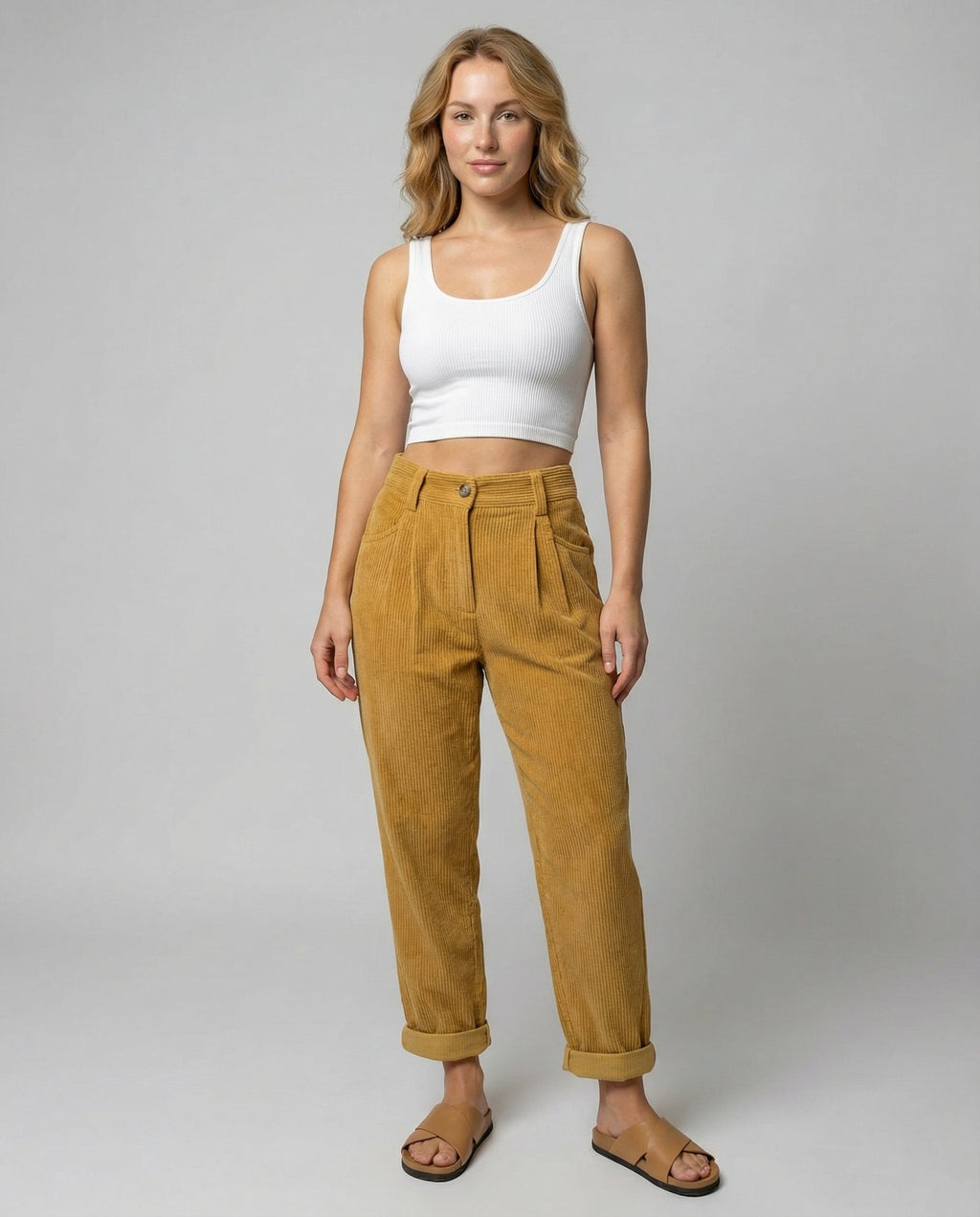 Women’s High-Waisted Corduroy Trousers