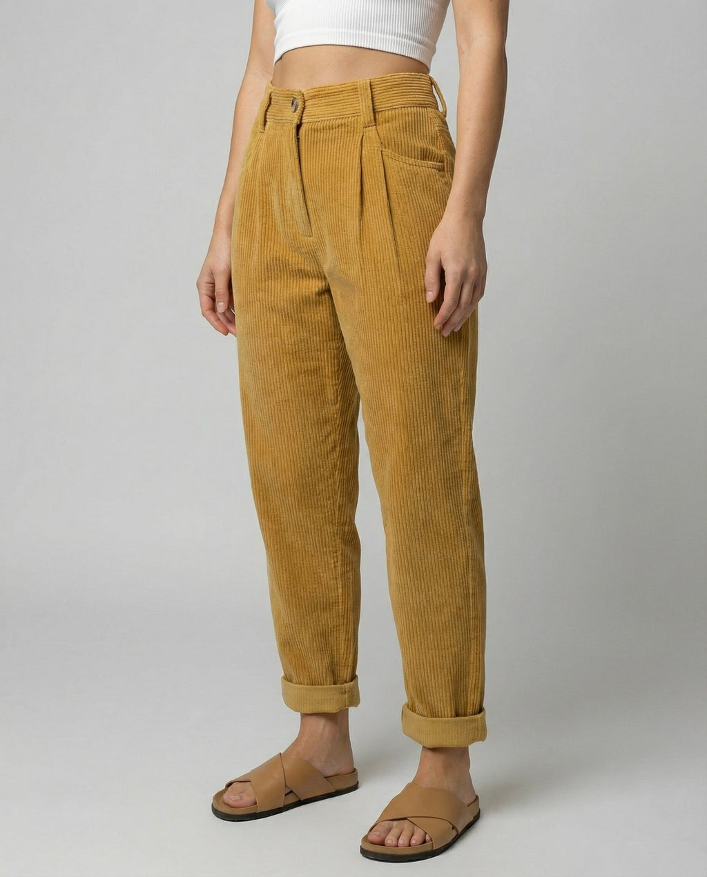 Women’s High-Waisted Corduroy Trousers