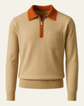 Pull polo pour homme à demi-zip avec poche poitrine