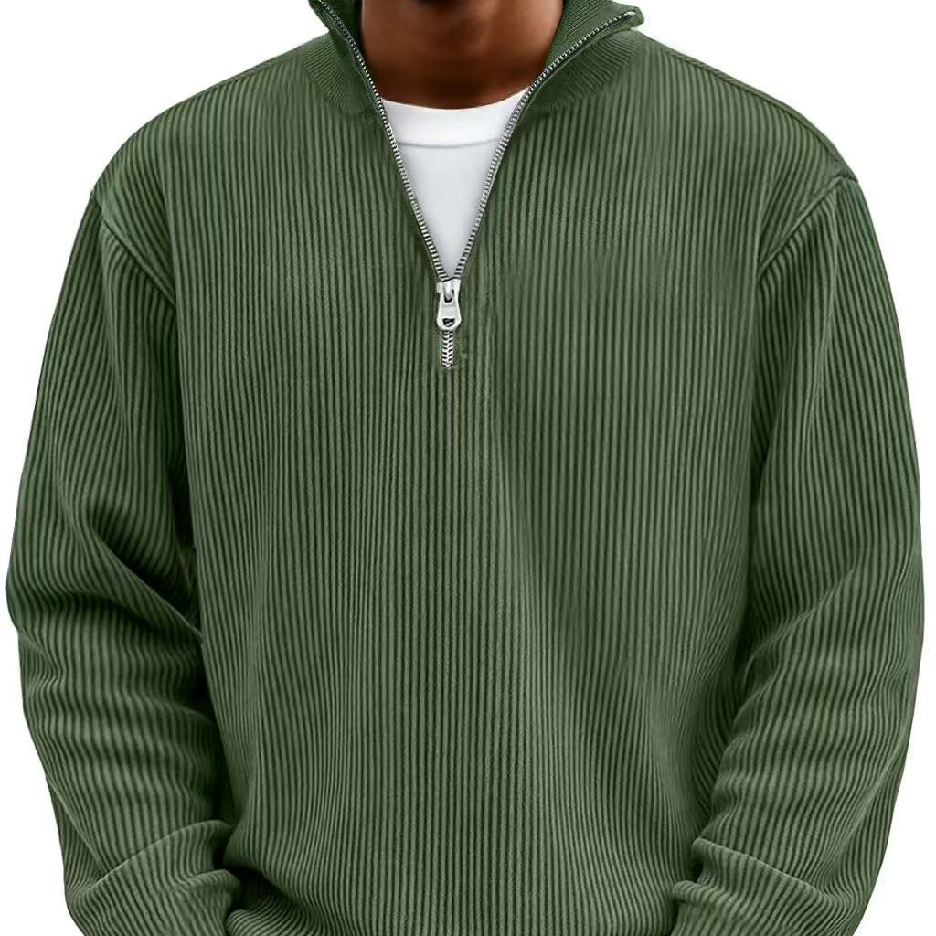 Pull pour homme en maille côtelée à demi-zip