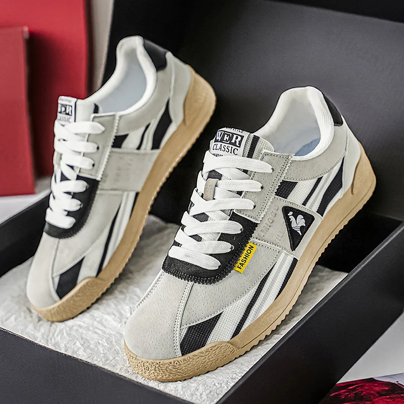 Baskets rétro basses pour homme avec empiècements contrastants