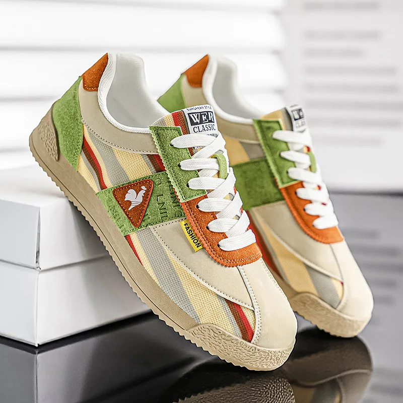 Baskets rétro basses pour homme avec empiècements contrastants