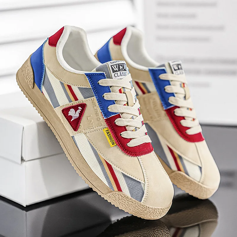 Męskie retro sneakersy niskie z kontrastowymi panelami