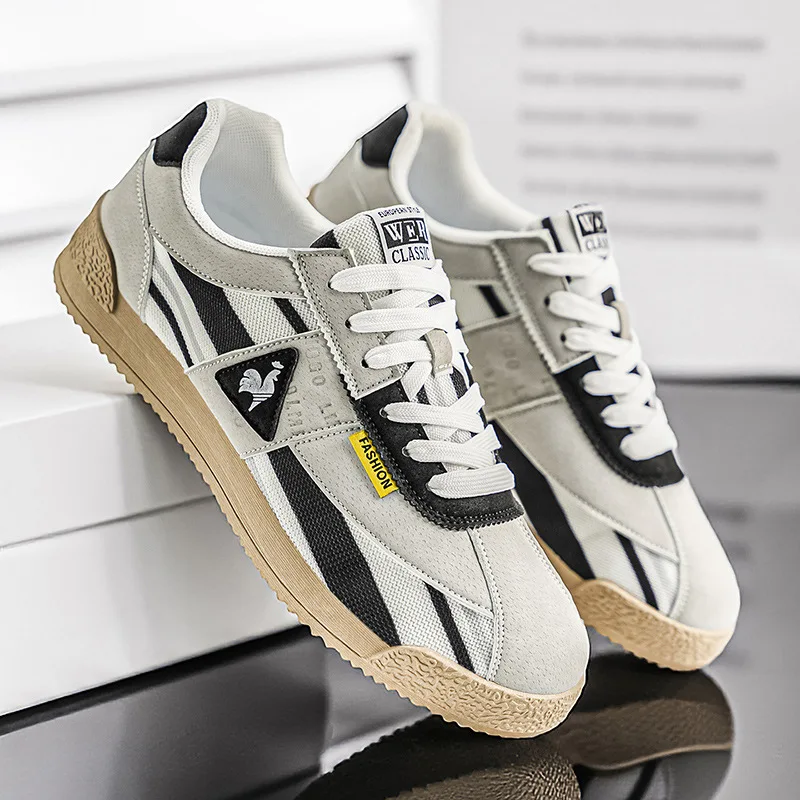 Męskie retro sneakersy niskie z kontrastowymi panelami