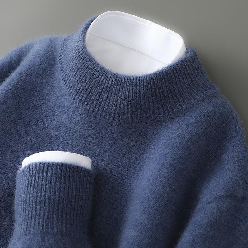 Męski klasyczny dzianinowy sweter z okrągłym dekoltem