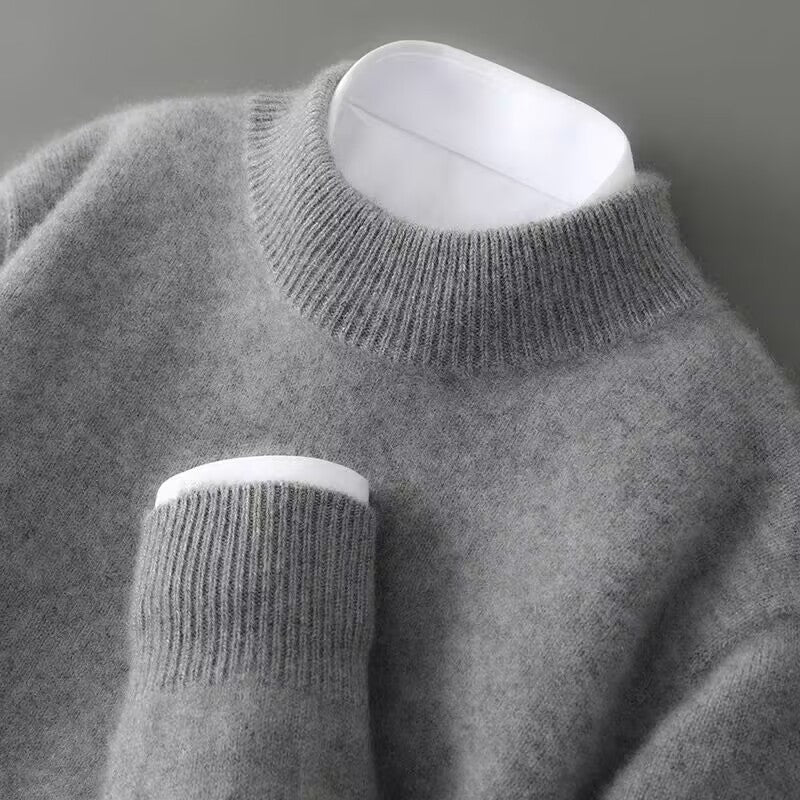 Męski klasyczny dzianinowy sweter z okrągłym dekoltem