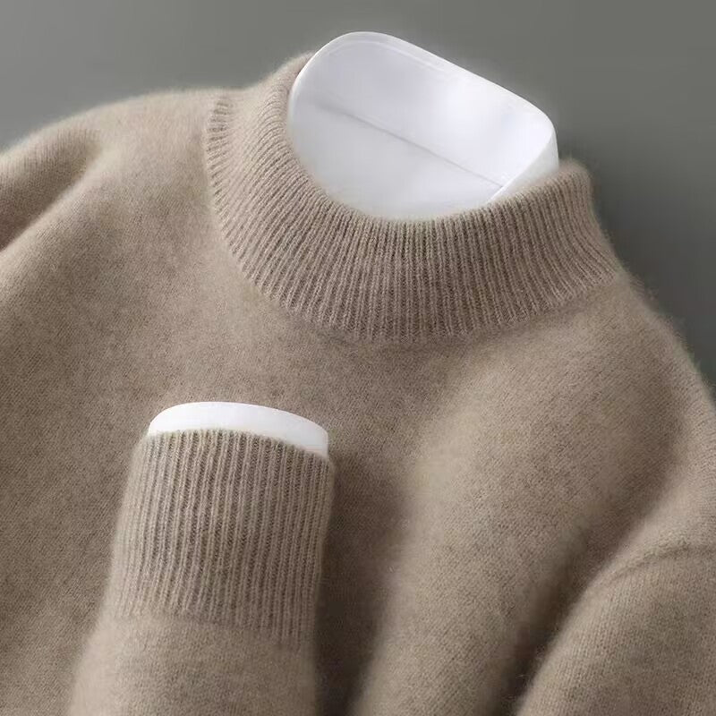 Męski klasyczny dzianinowy sweter z okrągłym dekoltem