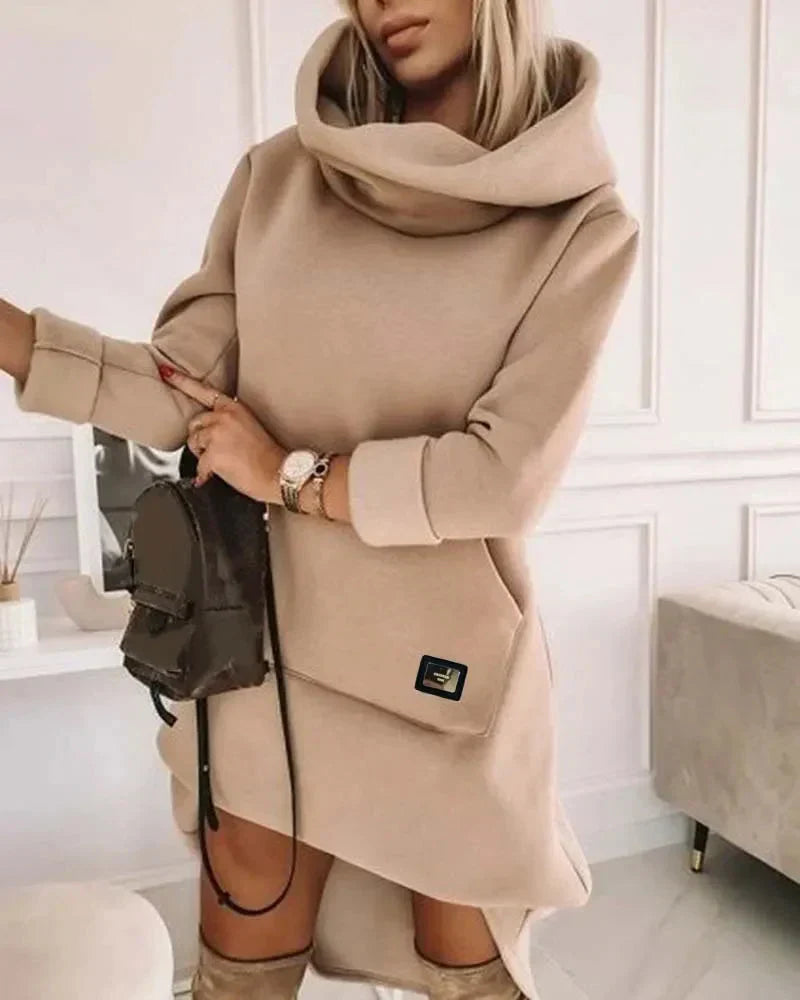 Women’s Longline Hooded Sweatshirt with Asymmetric Hem
