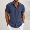 Men's Cotton Linen Short Sleeve Shirt for Summer