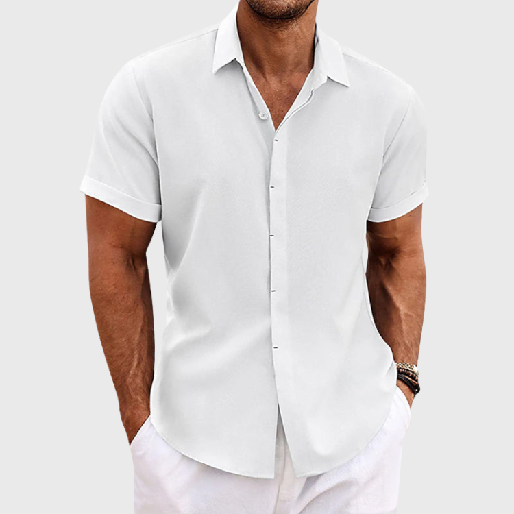 Men's Cotton Linen Short Sleeve Shirt for Summer