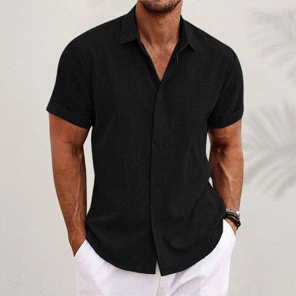 Men's Cotton Linen Short Sleeve Shirt for Summer