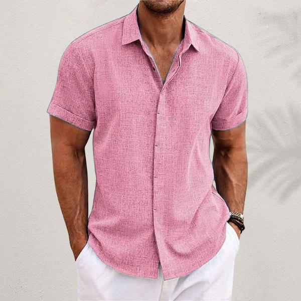 Men's Cotton Linen Short Sleeve Shirt for Summer