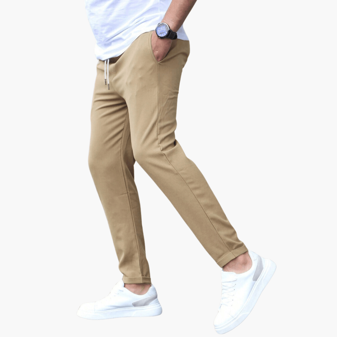 Pantalon fuselé extensible pour homme avec taille à cordon de serrage