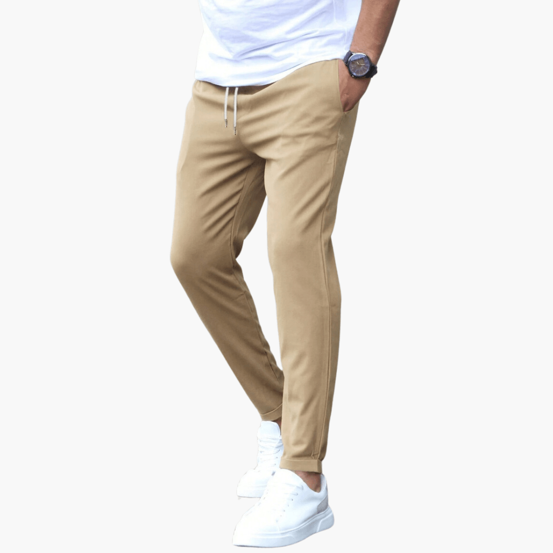 Pantalon fuselé extensible pour homme avec taille à cordon de serrage
