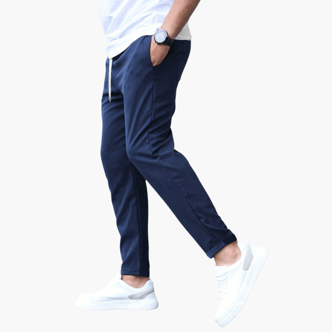 Pantalon fuselé extensible pour homme avec taille à cordon de serrage